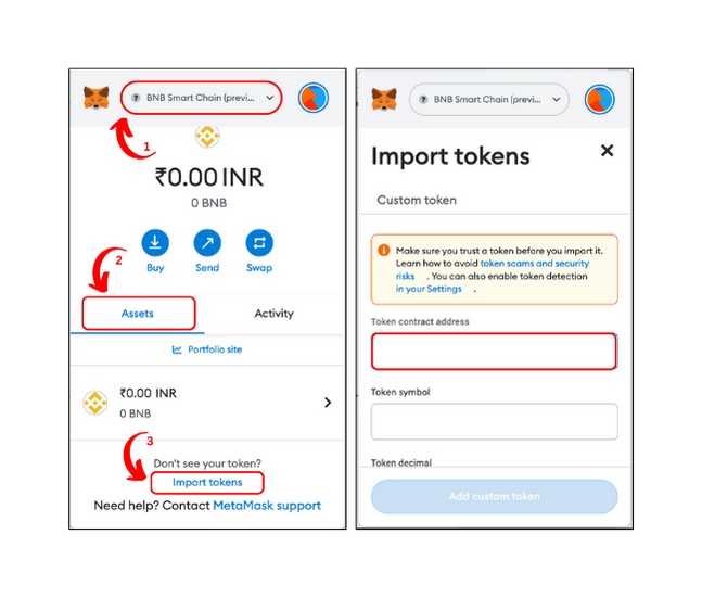 Import custom token in MetaMask