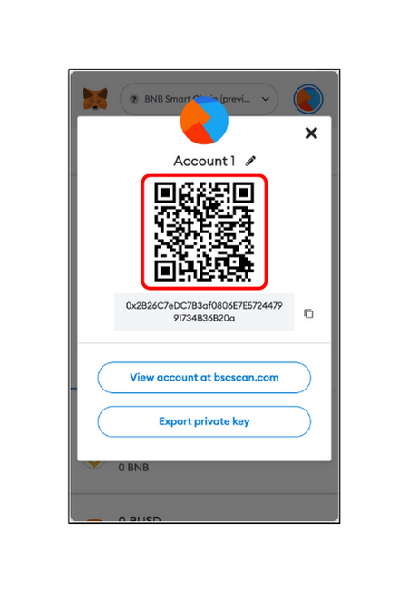 QR code in MetaMask