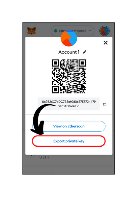 Export private key in MetaMask