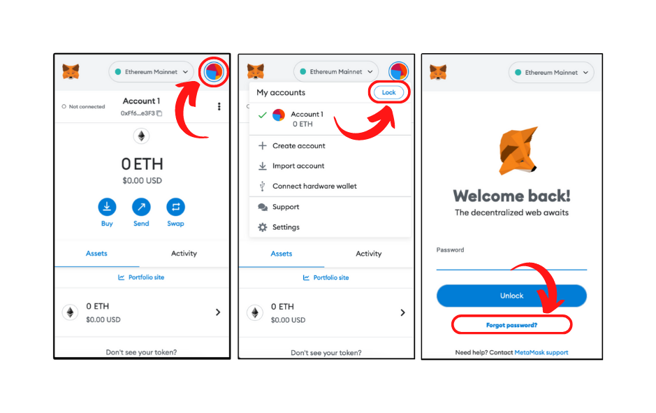 Locking Metamask or logging out of MetaMask