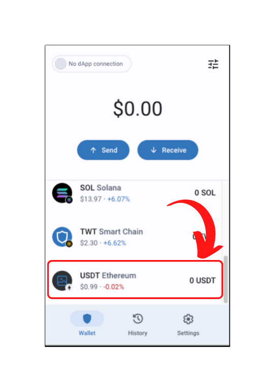 Added token in Trust wallet successfully