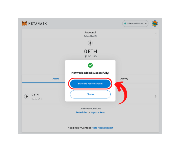 Switch to fantom network in MetaMask