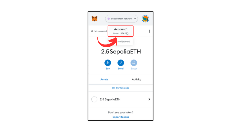 recepient's address on metamask chrome extension